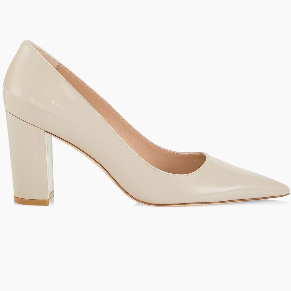 🌹STUART WEITZMAN🌹Stuart 85MM Leather Block-Heel Pumps Size: 9B - Picture 2 of 13